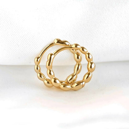 BEJ Beaded Huggie Earrings in Yellow Gold (12 mm)