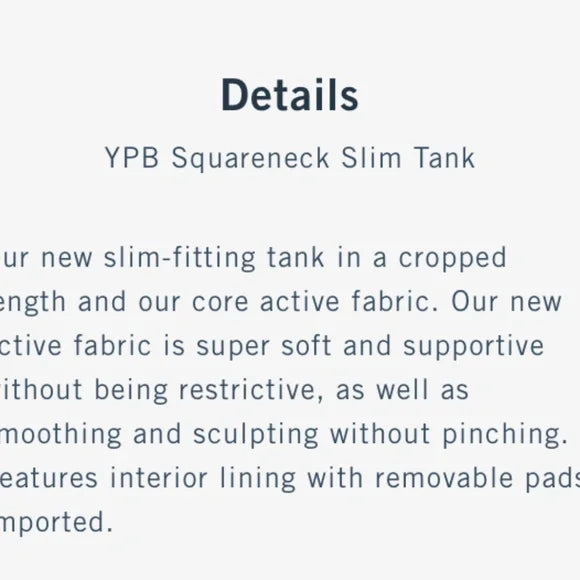 YPB / Abercrombie Squareneck Slim Athletic Top | Sz Medium (J48L9)