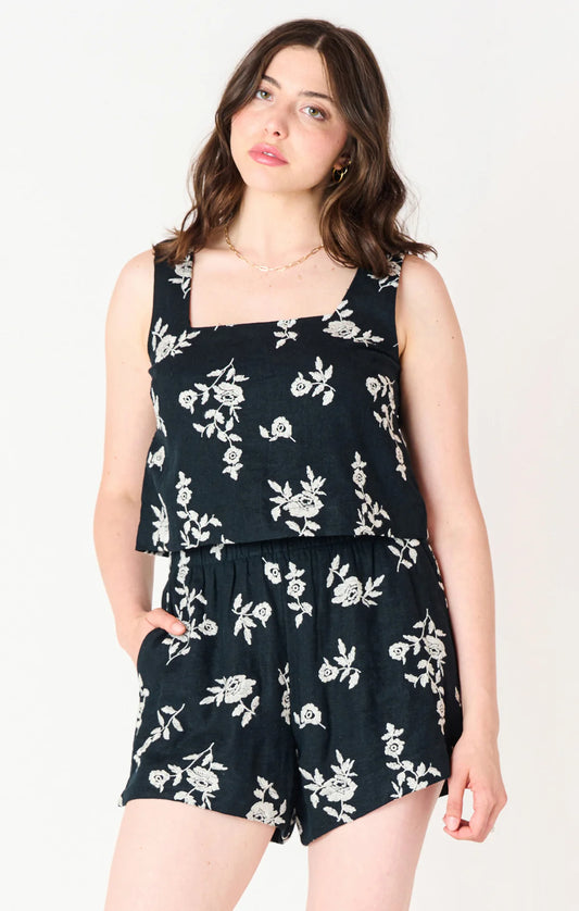 Black Tape Embroidered Black & White Floral Set | Sz Small